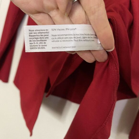 EILEEN FISHER red pullover split hem knit long sleeve top size Small - Picture 4 of 6